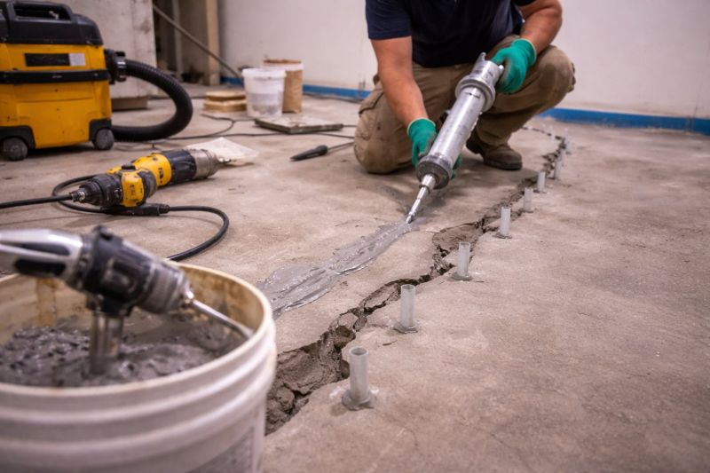 Cracked Basement Floor Repair in Claremore, OK